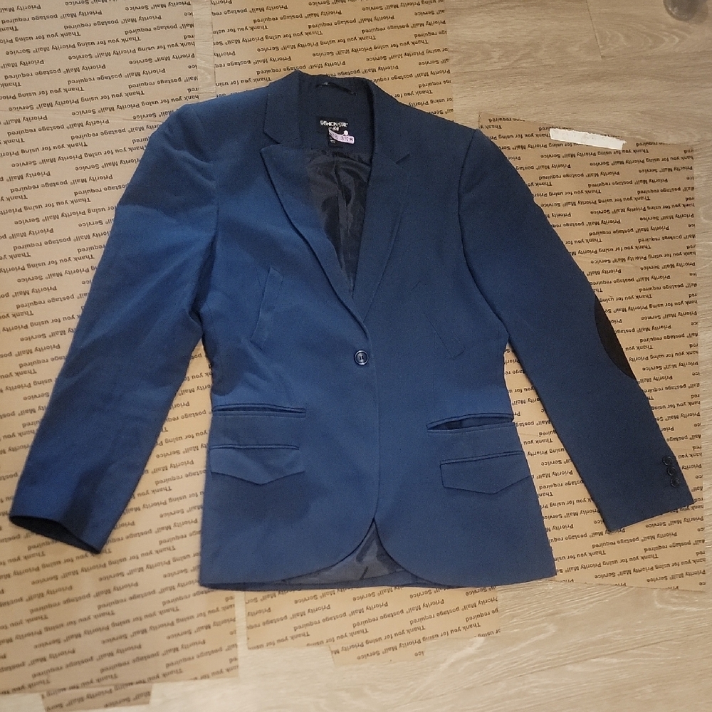 Fashion Star H&M Women Deep Blue Sport Coat Shoulder Pads 36R 36 Inch Chest